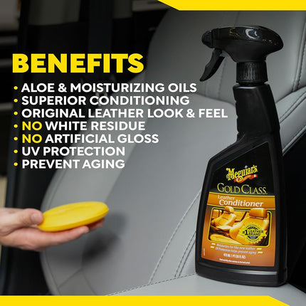 Meguiar's Gold Class Leather Conditioner, 473 ml | Nourishes and Protects Car Leather | Restores Softness and Flexibility | Prevents Cracking and Fading