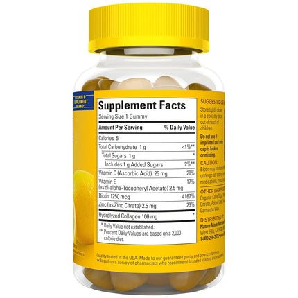 Nature Made Collagen Gummies, 100mg Hydrolyzed Collagen, Helps Support Healthy Skin, Gluten Free, Lemon, 60 Count