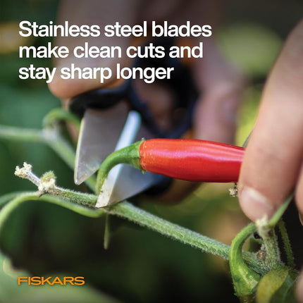 Fiskars Herb Garden Herb Scissors, 5-Inch Garden Shears, Handheld Herb Snips with Sheath and SoftGrip Handle, Dishwasher Safe