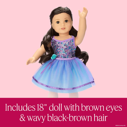 American Girl, Truly Me #111 Doll & Dance All Day Set, with Brown Eyes, Wavy Black-Brown Hair, Light Skin, Ages 6+
