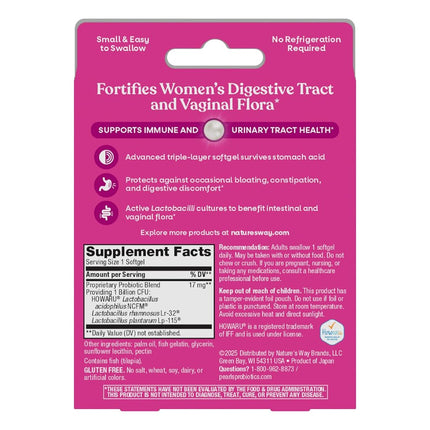 Nature’s Way Probiotic Pearls Women’s Probiotic Supplement, Vaginal & Digestive Health*, 1 Billion Cultures, No Refrigeration Required, 90 Softgels