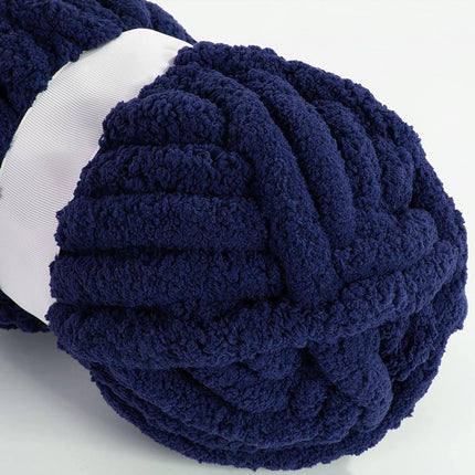 HOMBYS Navy Blue Chunky Chenille Yarn for Crocheting and Knitting, Super Bulky Hand Knitting Yarn, Soft Plush, 2 Jumbo Pack (27 yds, 8 oz Each Skein)