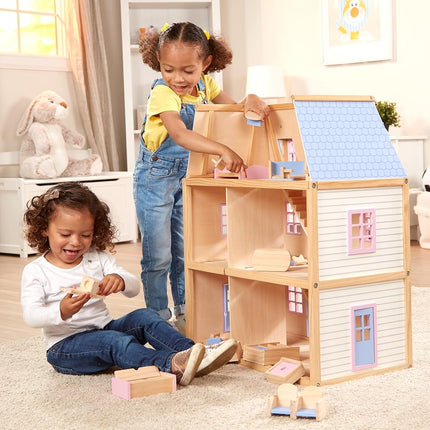 Melissa & Doug Wooden Multi-Level Dollhouse SIOC