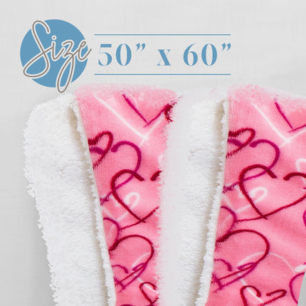 Elegant Comfort Valentines Day Sherpa Fleece Throw Blanket for Couch - Soft and Warm Sherpa Pink Heart Blanket Valentine's Day Decor Gifts for Her, 50 x 60 inches, Amara Sherpa Throw Blanket
