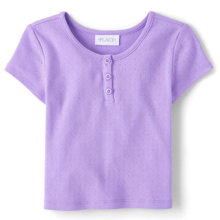 Camisetas de punto de manga corta básicas para niñas de The Children's Place, lila sueño, X-Small