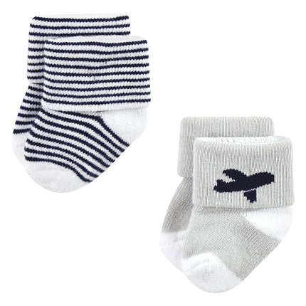 Luvable Friends Baby Girls Unisex Newborn Terry Socks, Airplane 12-Pack, 6-12 Months, (Pack of 12)