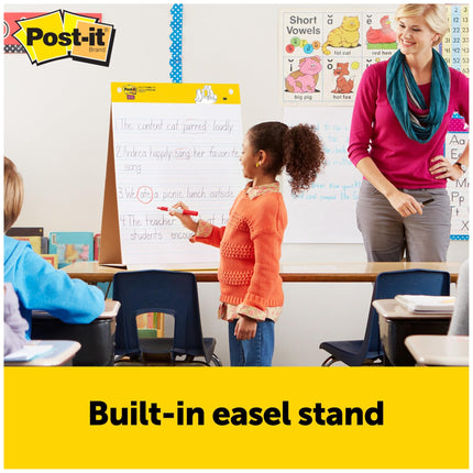 Post-it® Tabletop Easel Pad with Primary Lines, White with Primary Lines, 20" x 23" (MMM563PRL)