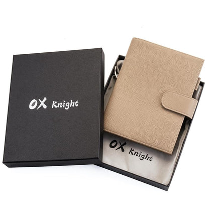 Ox Knight Genuine Leather B6 Notebook Planner Cover for Stalogy, Sterling Ink & Wonderland222, B6+ Journal Cover with Pen Loop, Card Slots, Inner Pockets and Dual Bookmarks, Taupe