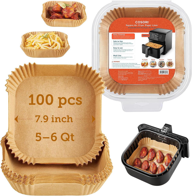 COSORI Air Fryer Liners, 100 PCS Square Disposable