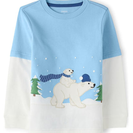 Gymboree, Camisetas de manga larga con gráficos bordados para niños y bebés, para otoño y festividades, papá y bebé oso, talla 8