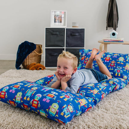 Wildkin Kids Floor Lounger – Pillow Lounger, Travel-Friendly, Ideal for Sleepovers, Fits Standard Pillows - Robots