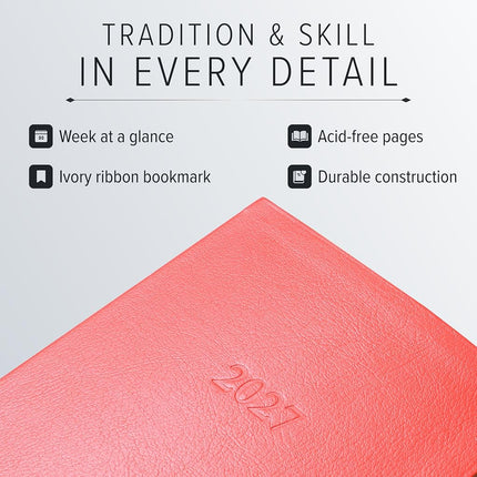 Gallery Leather Pocket Weekly Planner 2026-2027 Caribbean Fuchsia