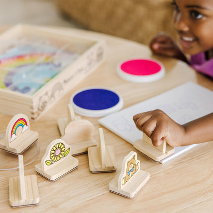 Melissa & Doug Mi Primer Set de Sellos de Madera - Favoritos (8 Sellos con Asa, 2 Almohadillas de Tinta Lavables)
