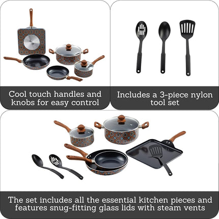 IMUSA Juego de utensilios de cocina de 10 piezas con diseño de Talavera mexicana y herramientas