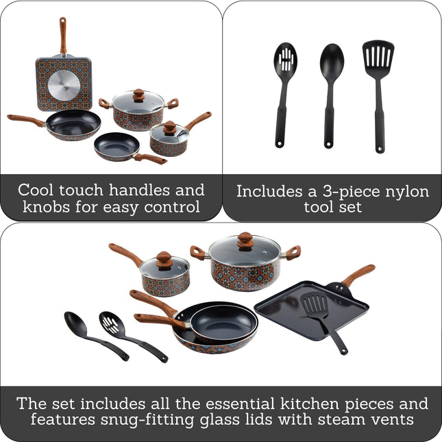 IMUSA Juego de utensilios de cocina de 10 piezas con diseño de Talavera mexicana y herramientas