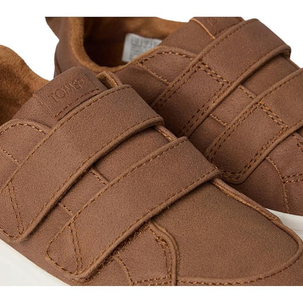 TOMS Toddler Boys Cruz Double Strap Sneaker, Toffee Microsuede, 4