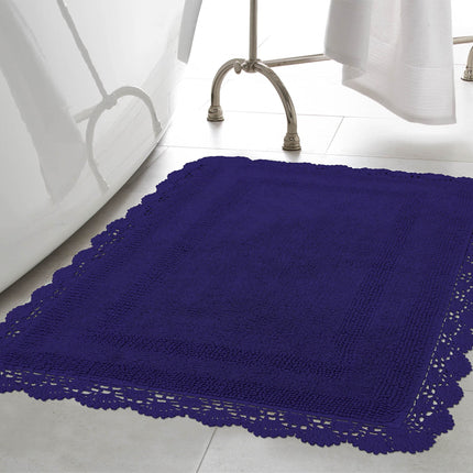 Laura Ashley Crochet Cotton 24x40 Bath Rug, Indigo