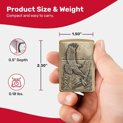 Zippo Adult-Unisex 20854 Brushed Brass Where Eagles Dare Lighter