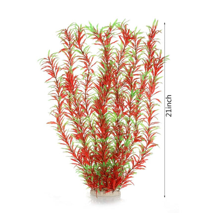 JIHAQUA Aquarium Decor Plastic Plants Extra Large 21 Inches Artificial Fish Tank Plants Tall Fish Tank Decorations (Wine 2pcs)