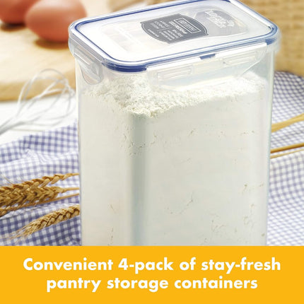 (Pack of 4) LOCK & LOCK Airtight Rectangular Tall Food Storage Container 60.87-oz / 7.61-cup