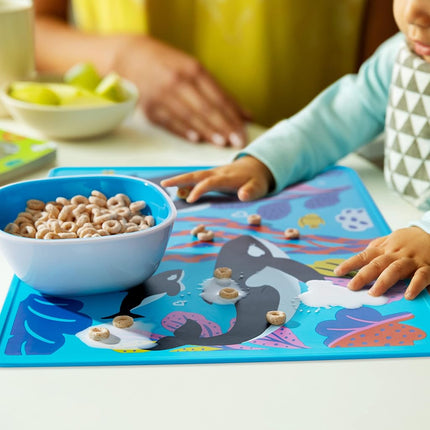Munchkin WildLove Reversible Silicone Placemat for Kids, 1pk, Orca