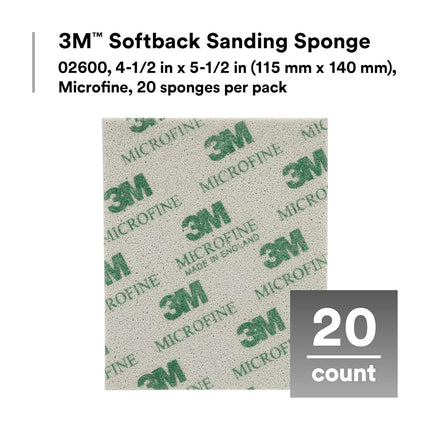3M 02600 4-1/2" x 5-1/2" Microfine Softback Sanding Sponge