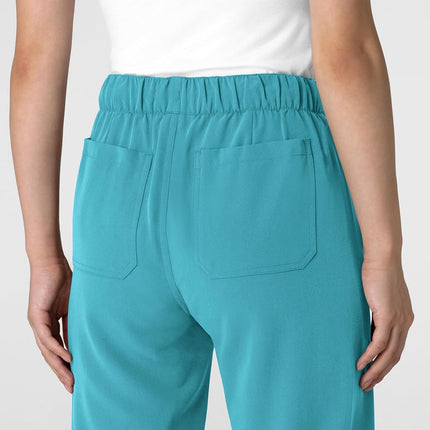 WonderWink Women's Stovepipe High-Low Hem Scrub Pant, Teal Blue, Medium