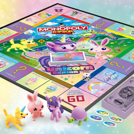 MONOPOLY - Junior: Unicorn Edition - My First MONOPOLY Game - Magical-Themed - Fast, Simple Gameplay - Kid-Friendly Game - 2-4 Players – Family Board Games and Toys for Kids - Ages 5+