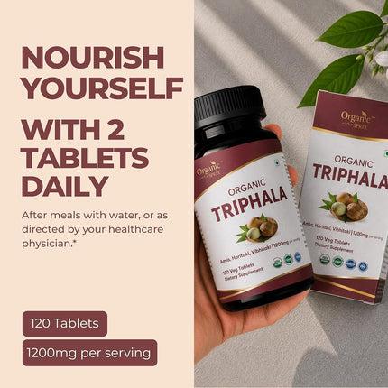 Organic Spree Triphala 120 Tablets - Amla, Haritaki & Bibhitaki - 60 Days Supply - Supports Digestion, Occasional Bloating & Colon Cleanse* | USDA Organic, GMP, HACCP Certified - Pack of 3