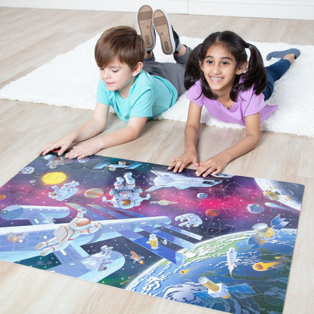 Melissa & Doug Space Glow-in-the-Dark Jigsaw Floor Puzzle – 48 Pieces, Puzzles for 3 year olds, Cardboard puzzle, Montessori toys, Problem solving, Gift for boy or girl - FSC Certified