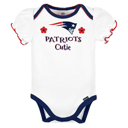 NFL New England Patriots Girls 20183 Pack Bodysuit, Pink, 3-6 Months