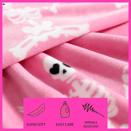 Betsey Johnson - Blanket, Buttery-Soft Throw Blanket for Couch or Bed, Boldly Plush & Oversized Bedding, Halloween Decor (Yoga Skeleton Pink, 50" x 70")