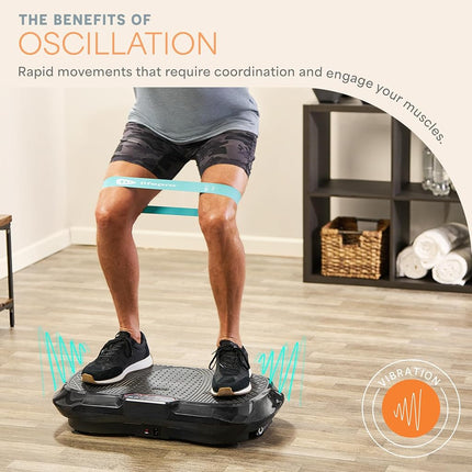 LifePro Vibration Plate Exercise Machine For Lymphatic Drainage | Waver | 99 Speed Levels & 9 Program Mode | Full Body Exercise Machine For Home Use | Resistance Bands & Remote | Midnight Black