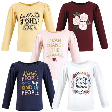 T-shirts à manches longues pour bébé Hudson Baby, modèle Girls World, taille 2T