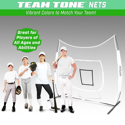 GoSports Team Tone 7 ft x 7 ft Baseball & Softball Practice Hitting & Pitching Net in Team Colors - White