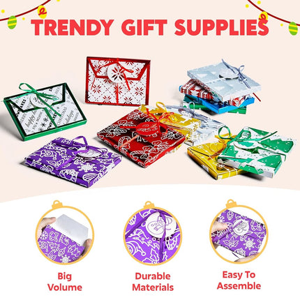 JOYIN 36PCS Christmas Fancy Foil Gift Card Boxes Holder with Ribbon, Christmas Decorative Wrapped Gift Card Money Box for Envelopes, 4.5" x 3.25" x 0.4" Xmas Party Birthday Presents Decor in 12 Design