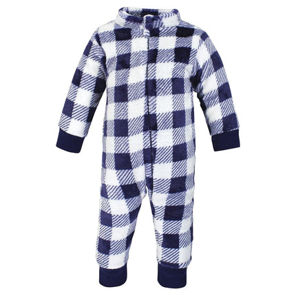Grenouillères en peluche Hudson Baby pour bébés filles, ballon de football bleu, 3-6 mois