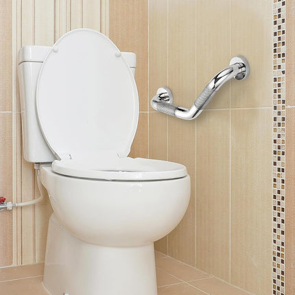 Grab Bars for Bathtubs and Showers- 1-1/4 x 16 Angled Shower Grab Bar for Seniors Knurled Stainless Steel Handicap Grab Bars for Wall, 15" Hole Center (Polished Nickel, 1 Pack)