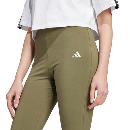 adidas Women's Essentials Small Logo Flared Leggings, Olive Strata/White, XX, Olive Strata/White, XXS