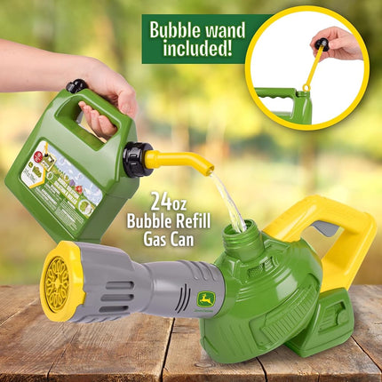 John Deere Bubble Leaf Blower Toy for Kids Includes 44oz Bubble Refill Gas Can, Outdoor Bubble Machine for Kids, Easy to Use, Outdoor Play, Great Gift Toddler 3+