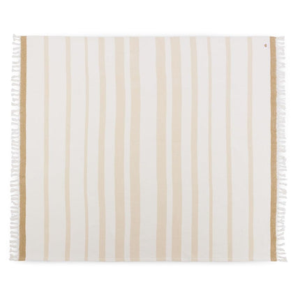BEACH STATE Oceanside Beach Blanket, 66" x 80", 100% Cotton Premium Picnic Blanket, Oversized Beach Towel with Fringe, Boho Beach Accessories (Driftwood Stripe)