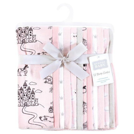 Hudson Baby Unisex Baby Flannel Burp Cloth 12pk, Fairytale Princess, One Size