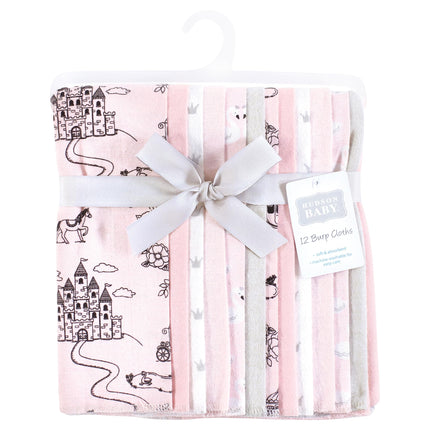 Hudson Baby Unisex Baby Flannel Burp Cloth 12pk, Fairytale Princess, One Size