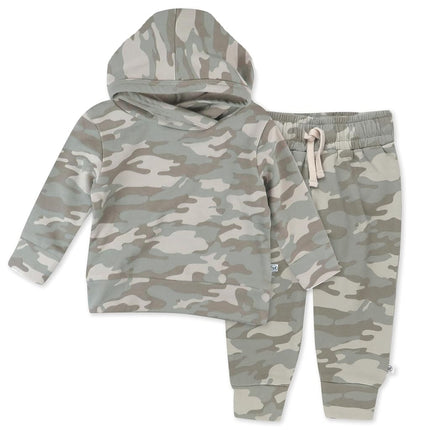 HonestBaby Light Weight Hoodie & Sweatpant Set 100% Organic Cotton for Toddler, Baby Boys, Girls, Sandstorm Camo (2-pack), 6 Years