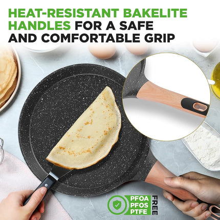 NutriChef Crepe Maker, 24cm Nonstick Pan, Induction Cookware