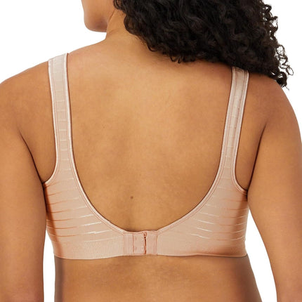 Bali Women's Wireless, Comfort Revolution Seamless T-Shirt Bra, ComfortFlex Fit, Moisture-Wicking, Evening Blush Stripe, L