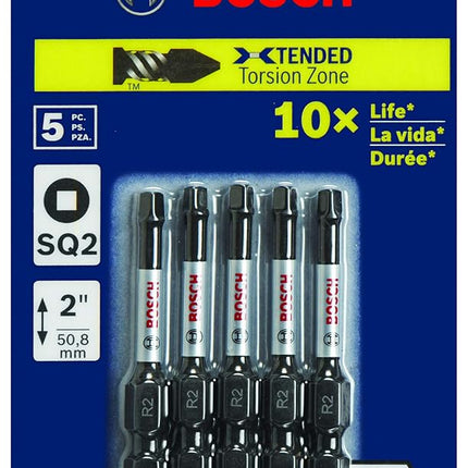 BOSCH ITSQ2205 5-Pack 2 in. Square #2 Impact Tough Screwdriving Power Bits