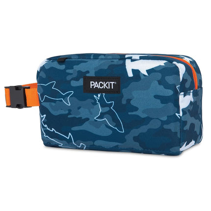 PackIt Freezable Snack Box, Camo Shark, Built with EcoFreeze Technology, Collapsible, Reusable, Zip Closure with Buckle Handle, Great for Fresh Snacks on the go