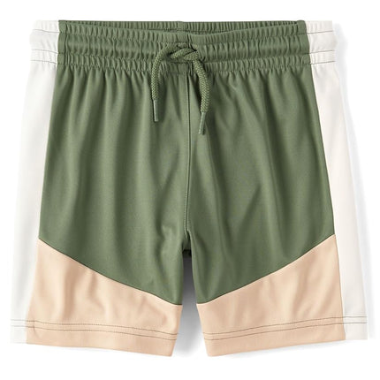 The Children's Place Short de basket athlétique pour garçons, paquet de 3, tropical/uni, très petit