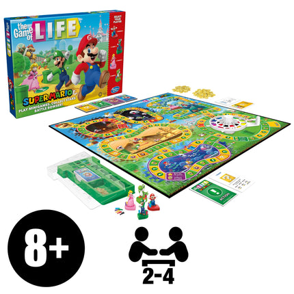 Hasbro Gaming El Juego de la Vida: Edición Super Mario, Juego de Mesa para Niños de 8 Años en Adelante, Juega Minijuegos, Recolecta Estrellas, Lucha contra Bowser